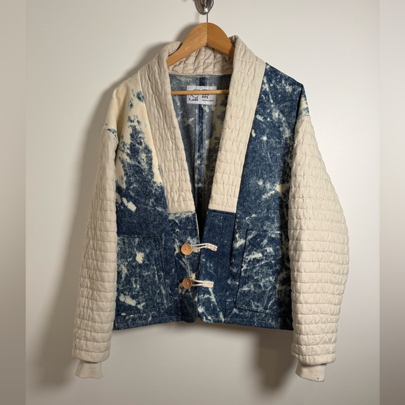 Custom Kimono Style Acid Wash Bleached Jean Denim Jacket - Picture 3 of 12